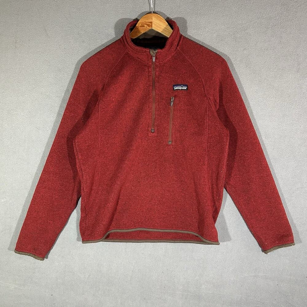 Patagonia Better Sweater Mens S Small Red Pullover 1/4 Zip Mock Neck Tight-Knit